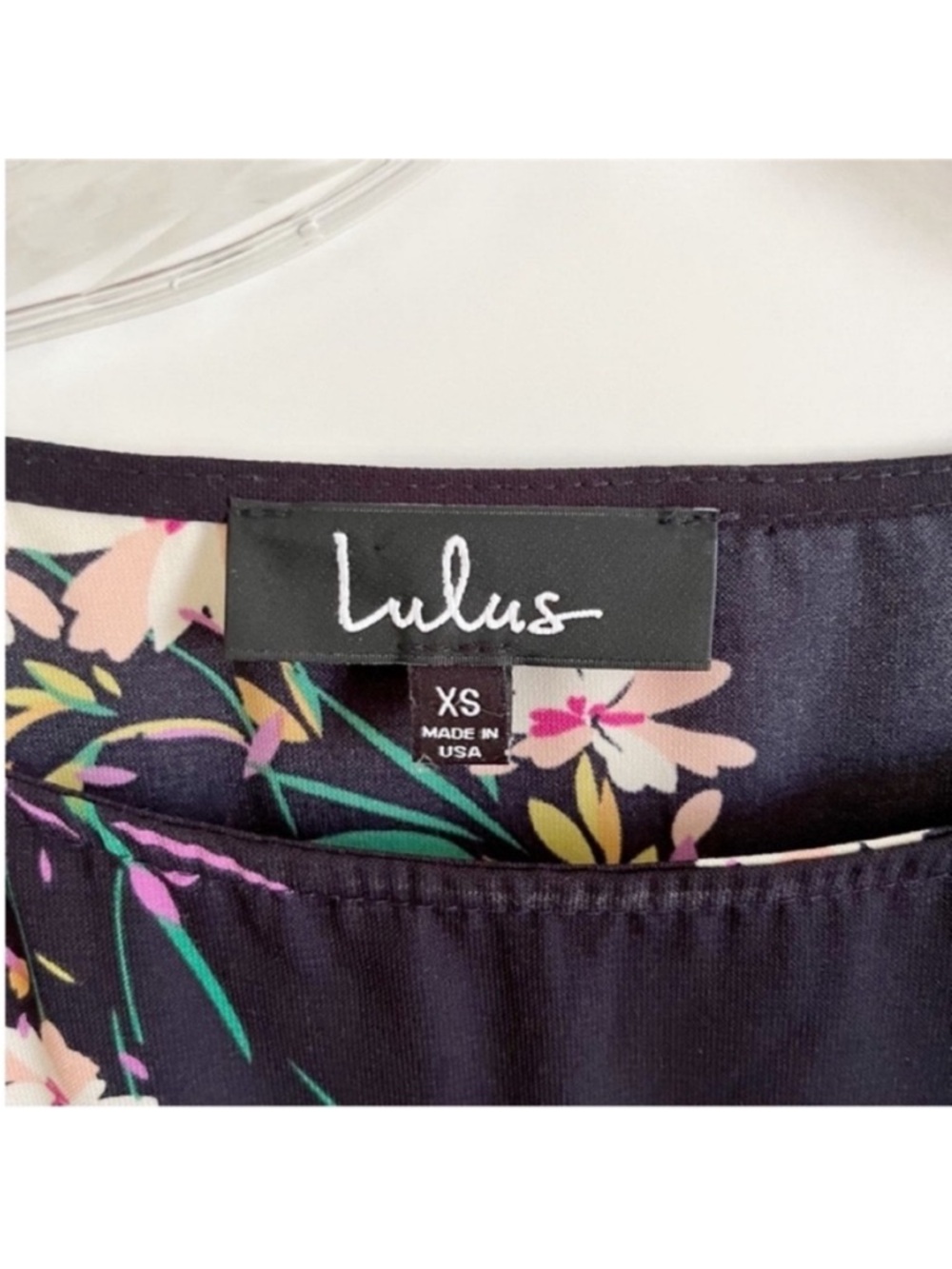 Lulu's Herbaceous Babe Shift Dress navy blue floral mini bateau neck - Picture 7 of 10